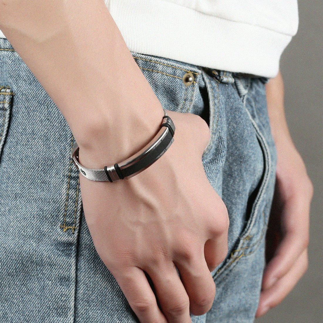 Yellow Chimes Western Style Cross Design Printed Causal Wear Wristband Opening Bracelet for Men and Boys (Design 2)