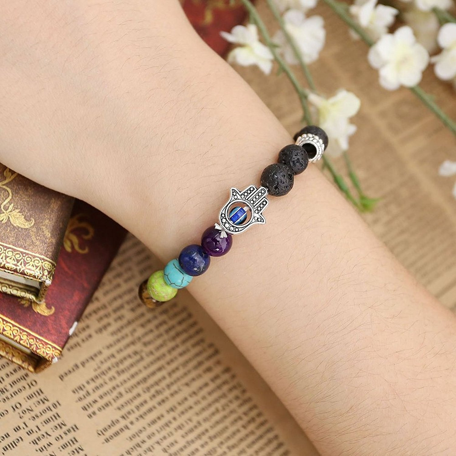 Yellow Chimes Reiki Meditation Healing by Yellow Chimes Beaded Bracelet for Women (Multicolor)(YCFJBR 620DVINE BKMC)