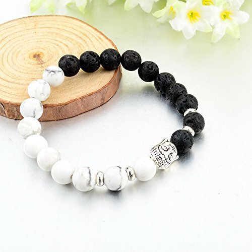Yellow Chimes Bracelets for Men and Boys White Black Beads Bracelet for Men | DVine Buddha Beads Bracelet Stretchable Mens Bracelet | Birthday Gift for Men and Boys Anniversary Gift for Husband