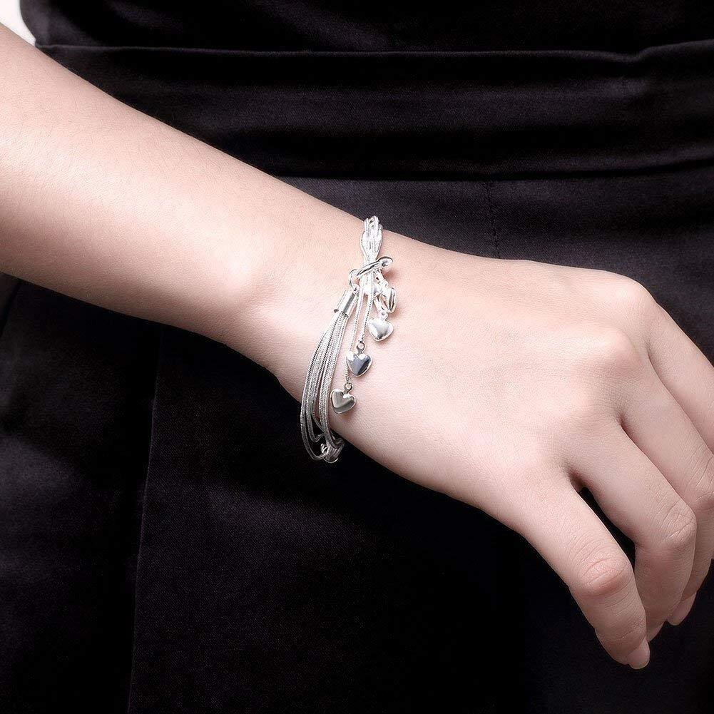 Yellow Chimes Bracelet for Women and Girls | Fashion Silver Hanging Charm Bracelets for Women and Girls | Heart Shape Silver Tone Charms Style Bracelet | Accessories Jewellery for Women | Birthday Gift for Girls and Women Anniversary Gift for Wife