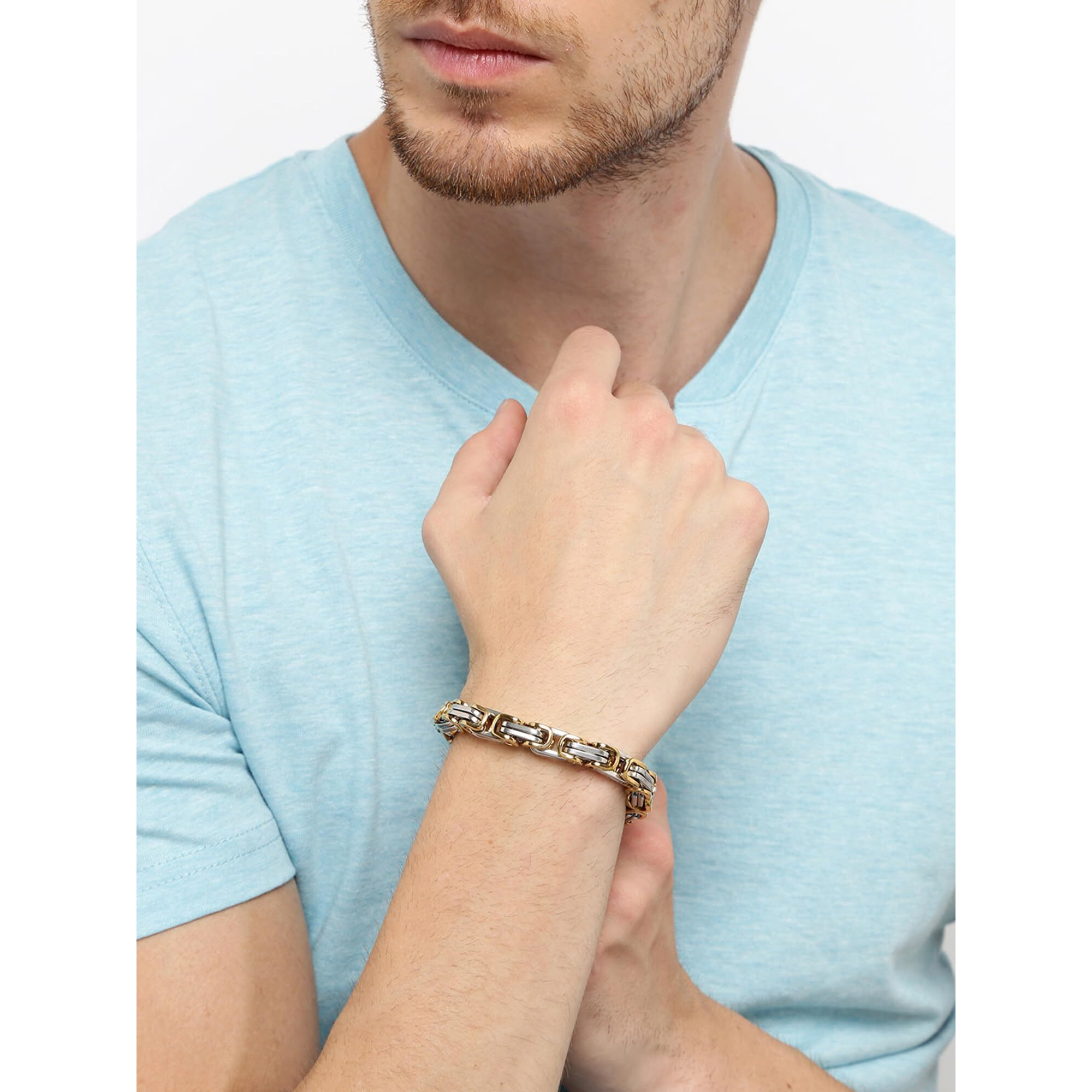 Yellow Chimes Bracelets for Men and Boys Fashion Gold Bracelet for Men | Stainless Steel Silver Chain Bracelet for Men | Birthday Gift for Men and Boys Anniversary Gift for Husband
