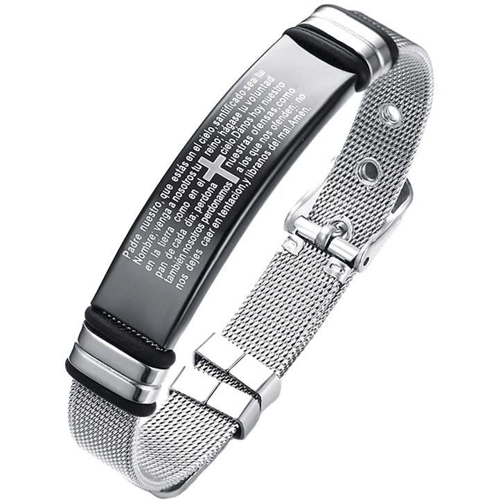 Yellow Chimes Bracelet for Men Western Style Stainless Steel Never Fading Cross Silver Black Bracelet for Men & Boys
