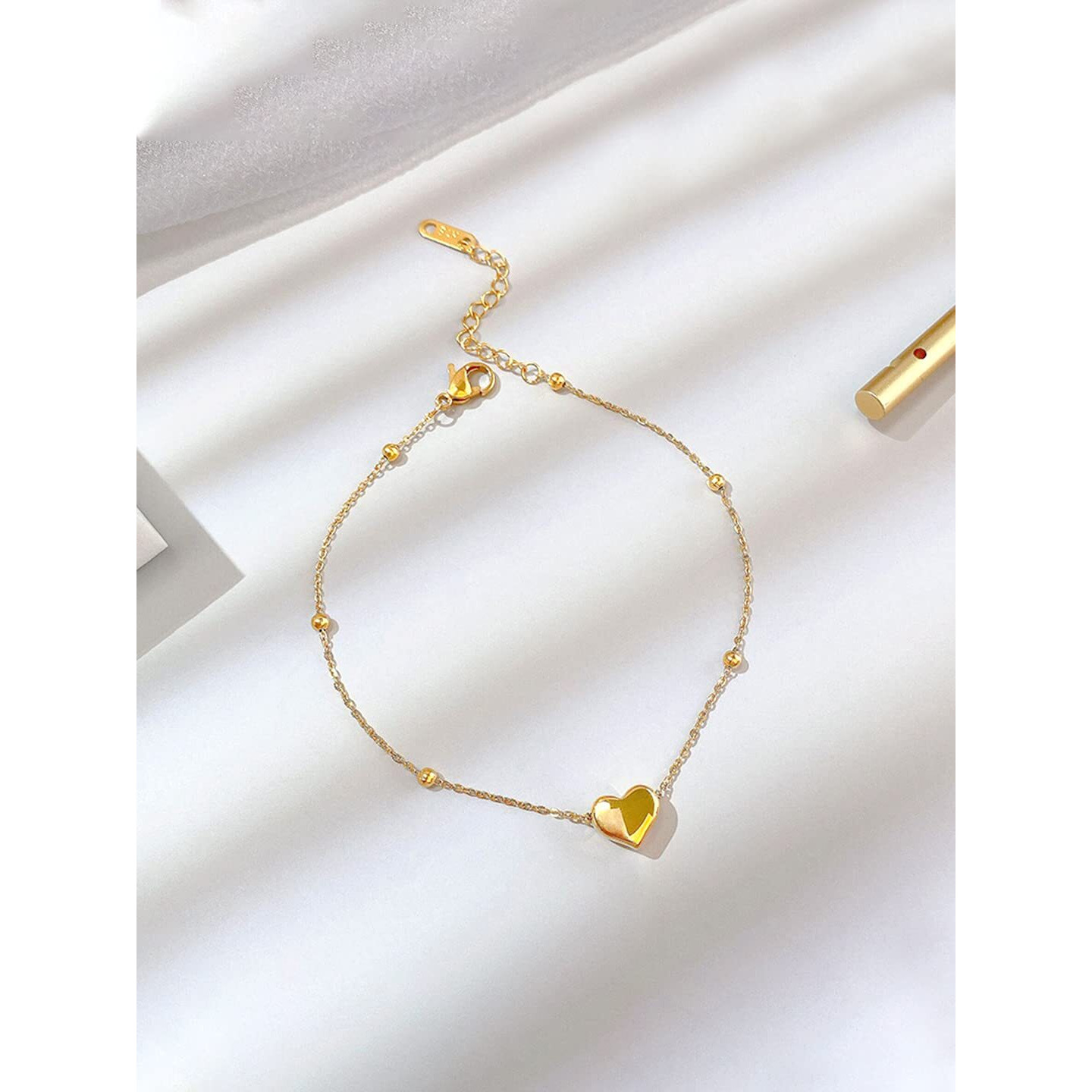 Yellow Chimes Anklets for Women Gold-Plated Heart-Shaped Fashion Anklet Payal for Women and Girls Valentine Gift for Girls