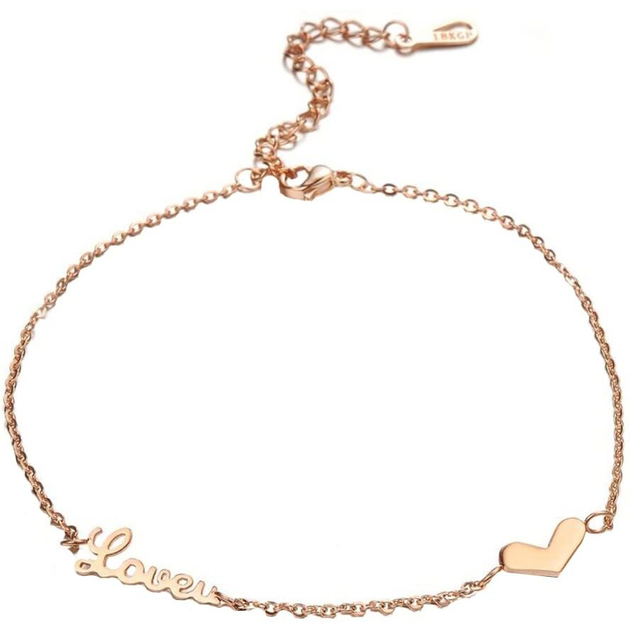 Yellow Chimes Anklets for Women Rose Gold-Plated Stainless Steel Love Heart-Shaped Fashion Anklet For Women and Girls Valentine Gift for Girls