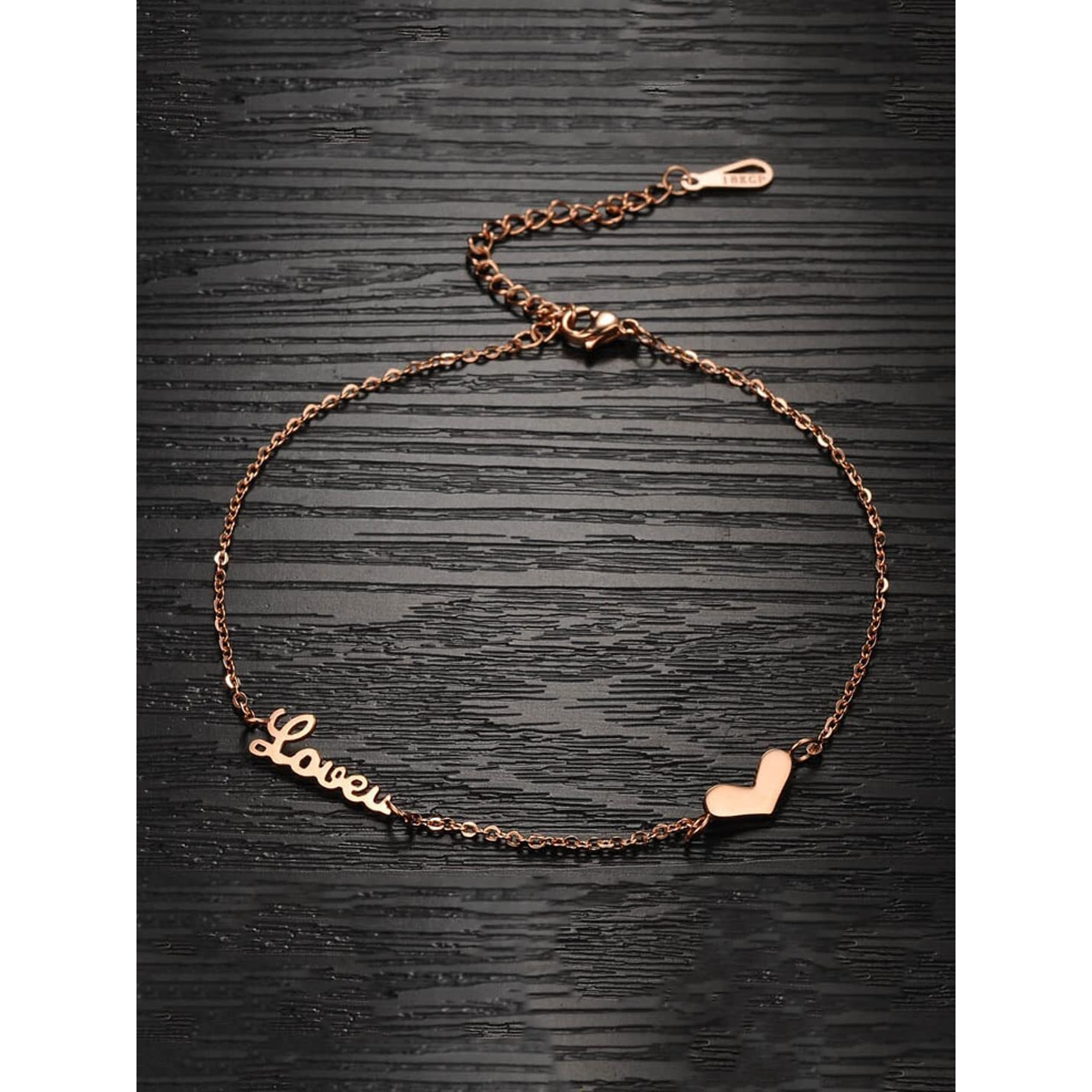 Yellow Chimes Anklets for Women Rose Gold-Plated Stainless Steel Love Heart-Shaped Fashion Anklet For Women and Girls Valentine Gift for Girls