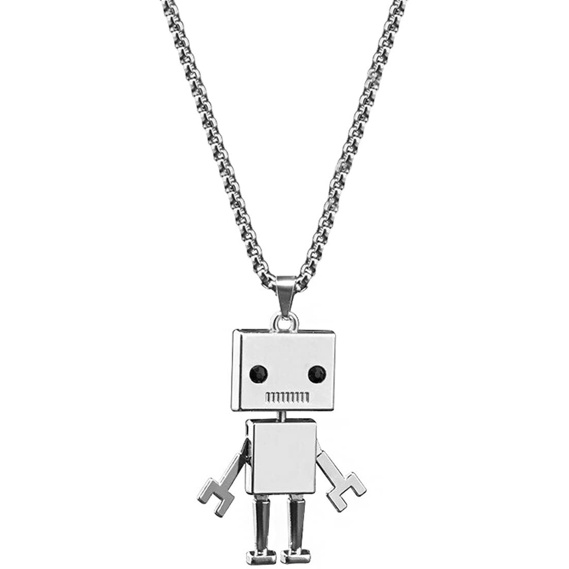Yellow Chimes Chain Pendant for Girls Silver Chain Men Pendant Silver Toned Robot Design Locket Chain Pendant for Women and Men.