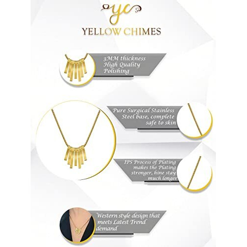 Yellow Chimes Chain Pendant for Women Western Style Gold-Plated Stainless Steel Square Chain Pendant Necklace For Women and Girls. (PD 3)