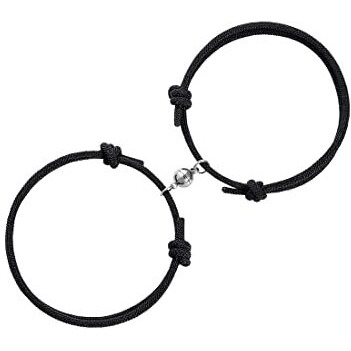 Yellow Chimes Valentine Gift for Girls Bracelet for Women and Men | Black Couple Band Bracelets for Girls and Boys | Magnetic Charms Thread Couple Bands Bracelet | Gift for Valentines