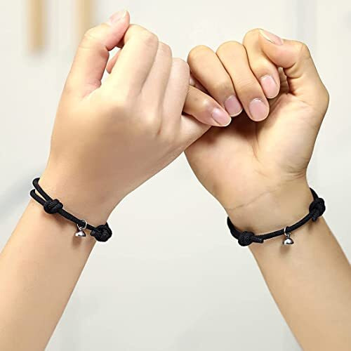 Yellow Chimes Valentine Gift for Girls Bracelet for Women and Men | Black Couple Band Bracelets for Girls and Boys | Magnetic Charms Thread Couple Bands Bracelet | Gift for Valentines