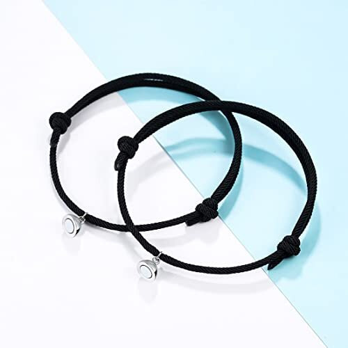 Yellow Chimes Valentine Gift for Girls Bracelet for Women and Men | Black Couple Band Bracelets for Girls and Boys | Magnetic Charms Thread Couple Bands Bracelet | Gift for Valentines