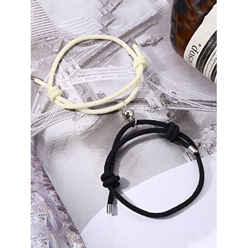 Yellow Chimes Valentine Gift for Girls Couple Bracelet for Unisex 2 Pcs Unisex Adjustable Couple Ball Dual Coloured Bracelet For Unisex Adults/Boys and Girls (Pack of 2)