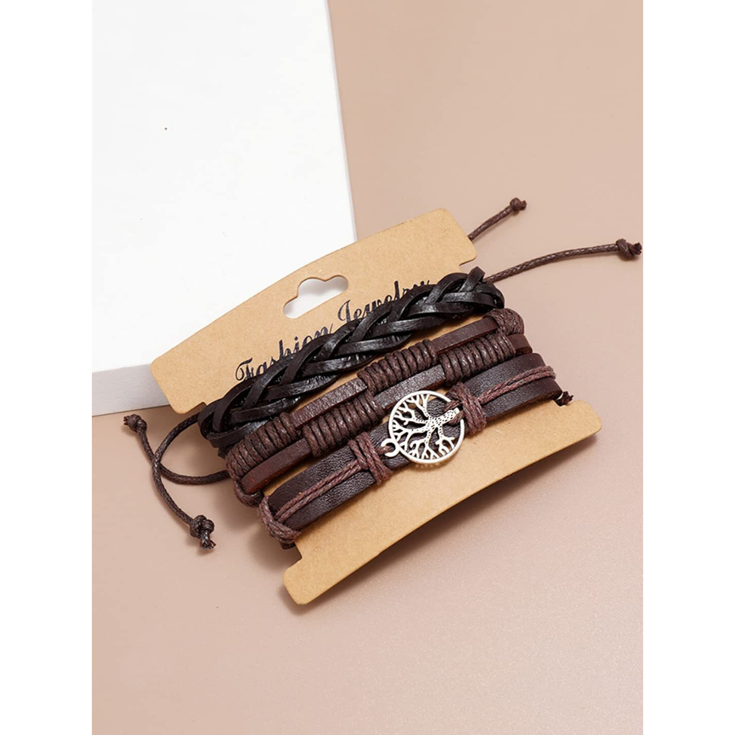 Yellow Chimes Leather Bracelet for Men Wide Brown Color Multi-Layred Leather Wrap,Charm Bracelet Set for Men and Boys