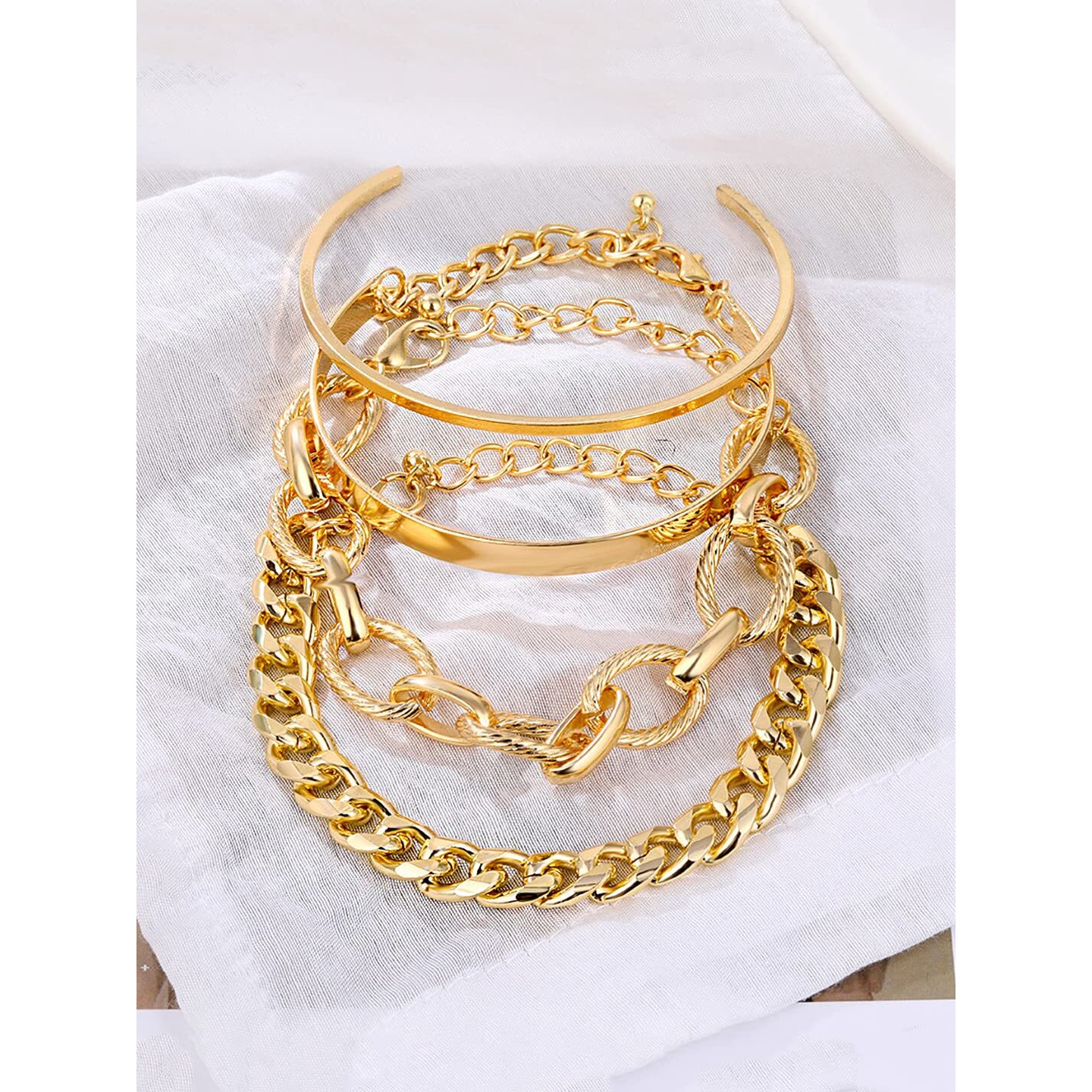 Yellow Chimes Combo Bracelets for Women Gold Plated 4 Pcs Chain Bracelet Set For Women and Girls