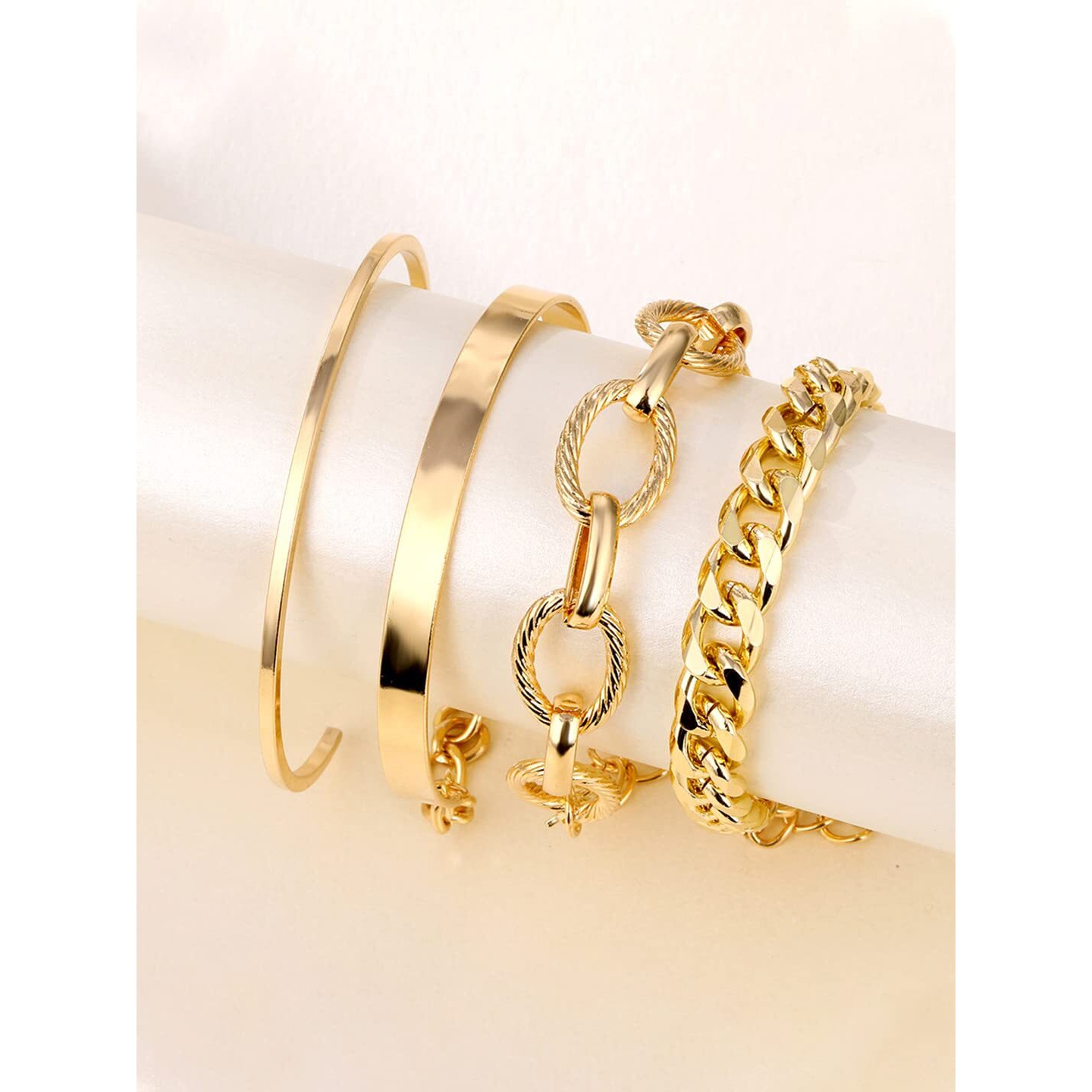Yellow Chimes Combo Bracelets for Women Gold Plated 4 Pcs Chain Bracelet Set For Women and Girls