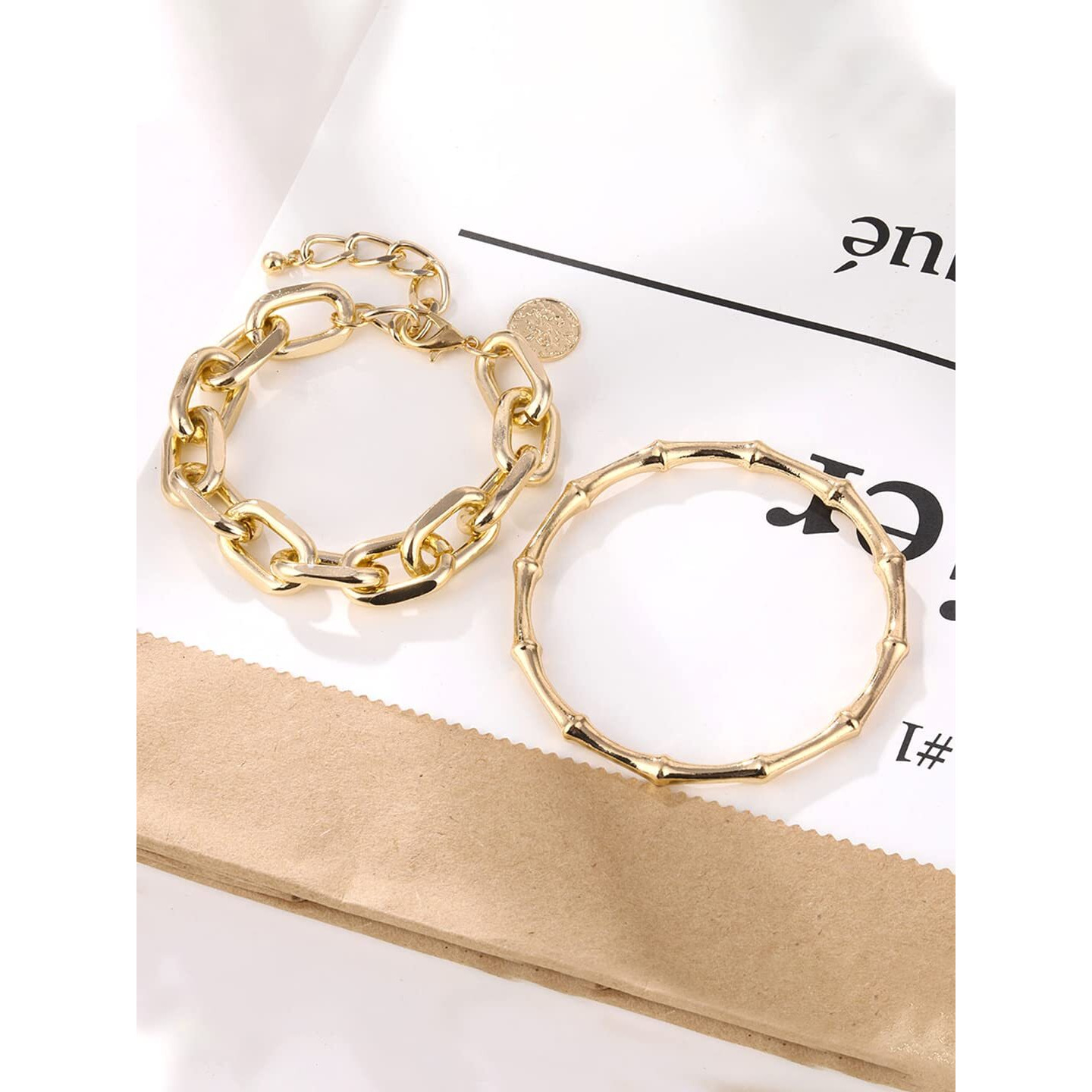 Yellow Chimes Combo Bracelets for Women Gold Plated 2 Pcs Adjustable Chain Bracelet Set for Women and Girls