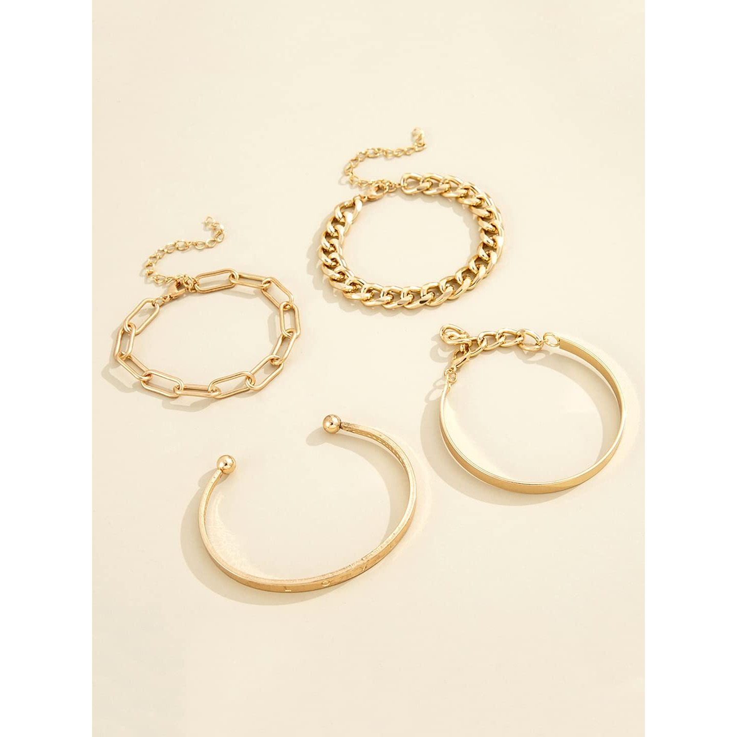 Yellow Chimes Combo Bracelets for Women Set of 4 Gold Plated Stack Chain Bangle Bracelet Set for Women and Girls