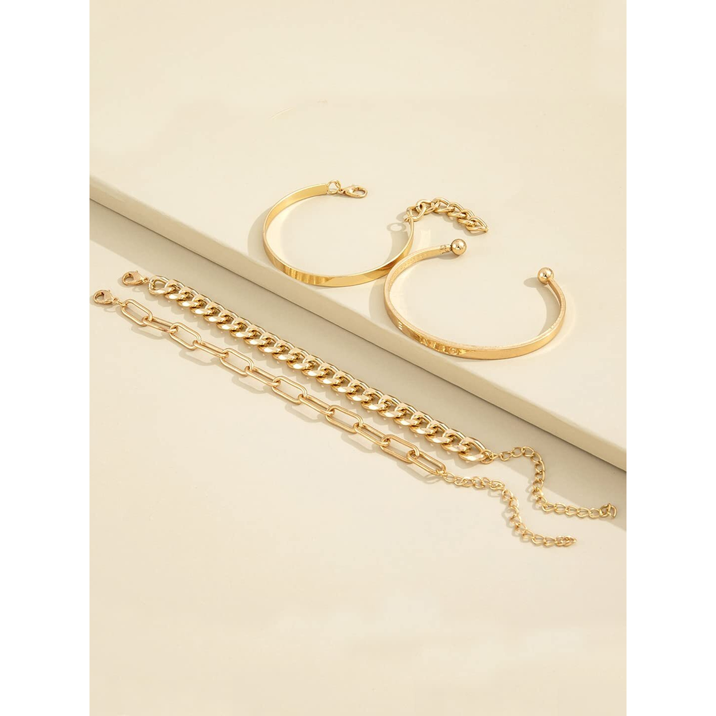 Yellow Chimes Combo Bracelets for Women Set of 4 Gold Plated Stack Chain Bangle Bracelet Set for Women and Girls