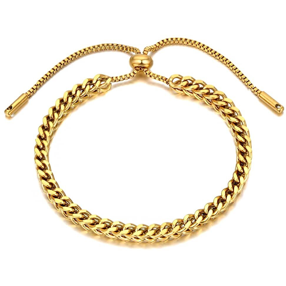 Yellow Chimes Chain Bracelet for Women Gold Plated Adjustable Drawstring Stainless Steel Chain Bracelet for Women and Girls