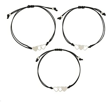 Yellow Chimes Bracelet for Women and Girls Fashion Silver Sister Bracelets for Women Girls | 3 Pcs Heart Shaped Best Sister Bracelets Set |Gift for Sister Bracelets Combo