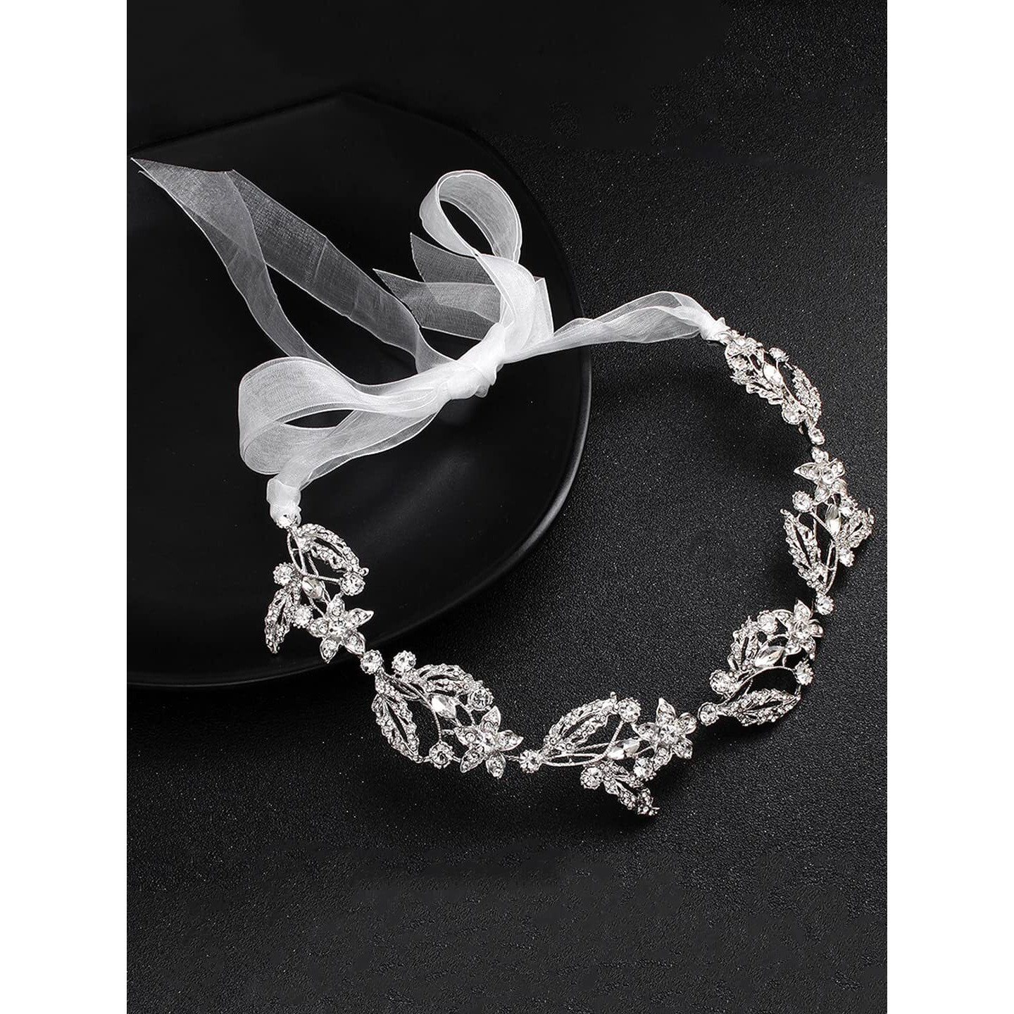 Yellow Chimes Tiara for Women and Girls Crystal Hair Vine for Women White Bridal Hair Vine Tiara Headband Hair Accessories Wedding Jewellery for Girls and Women Bridal Hair Accessories for Wedding.