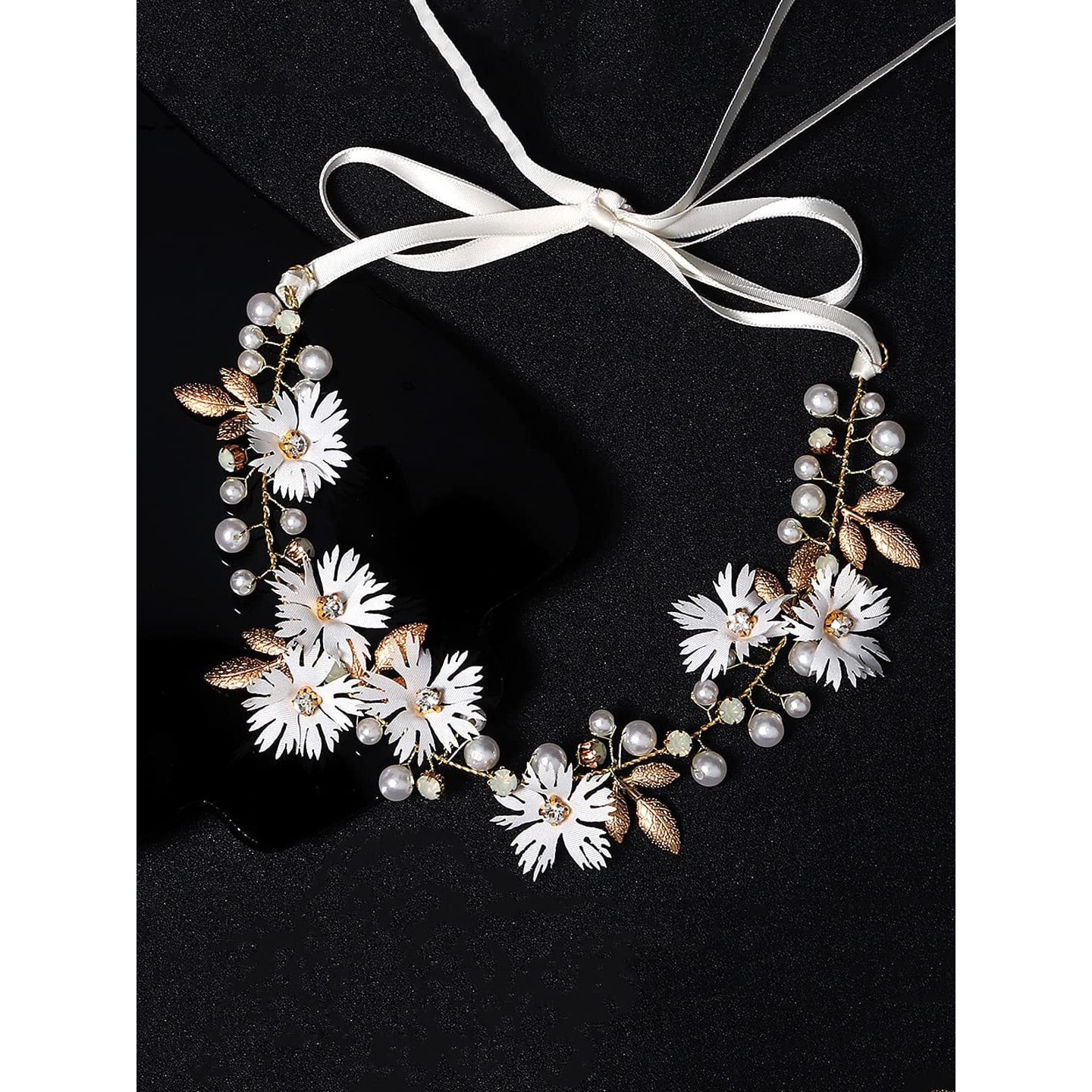 Yellow Chimes Tiara for Women and Girls Floral Hair Vine for Women Gold Bridal Hair Vine Tiara Headband Hair Accessories Wedding Jewellery for Girls and Women Bridal Hair Accessories for Wedding.