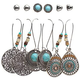 Yellow Chimes Earrings Set for Women Combo of 6 Pairs Oxidised Earrings Multicolor Ethnic Stud and Drop Earrings for Women and Girls.
