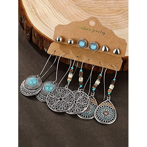 Yellow Chimes Earrings Set for Women Combo of 6 Pairs Oxidised Earrings Multicolor Ethnic Stud and Drop Earrings for Women and Girls.