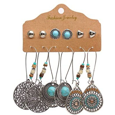 Yellow Chimes Earrings Set for Women Combo of 6 Pairs Oxidised Earrings Multicolor Ethnic Stud and Drop Earrings for Women and Girls.