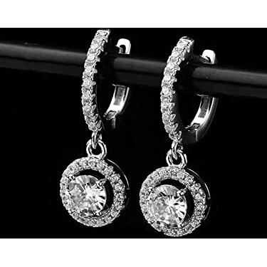 Yellow Chimes Earrings for Women and Girls Silver Crystal Drop Earrings | Silver Toned Crystal White Drop Hoop Earrings for women | Birthday Gift for girls and women Anniversary Gift for Wife