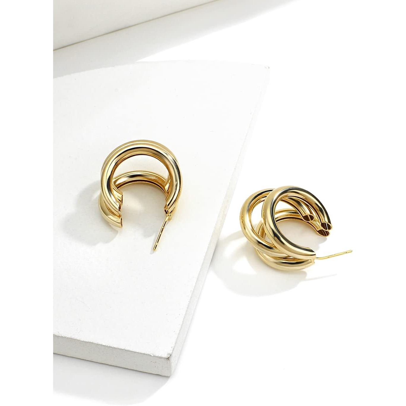 Yellow Chimes Hoop Earrings for Women Fashion Golden Hoops Earrings | Gold Plated Twisted Layered Hoop Bali Earrings for Girls | Birthday Gift for Girls & Women Anniversary Gift for Wife