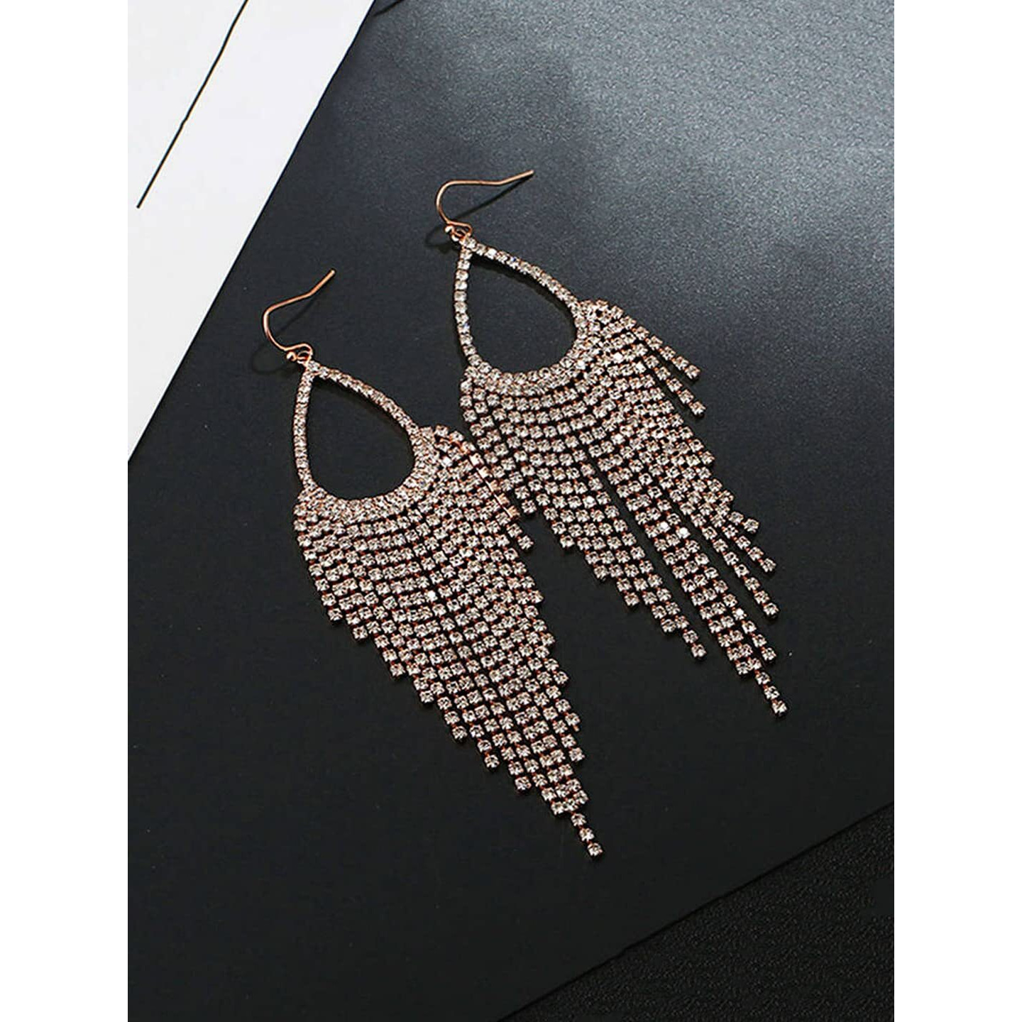 Yellow Chimes Crystal Earrings for Women White Crystal Rose Gold Plated Danglers Earrings for Women and Girls