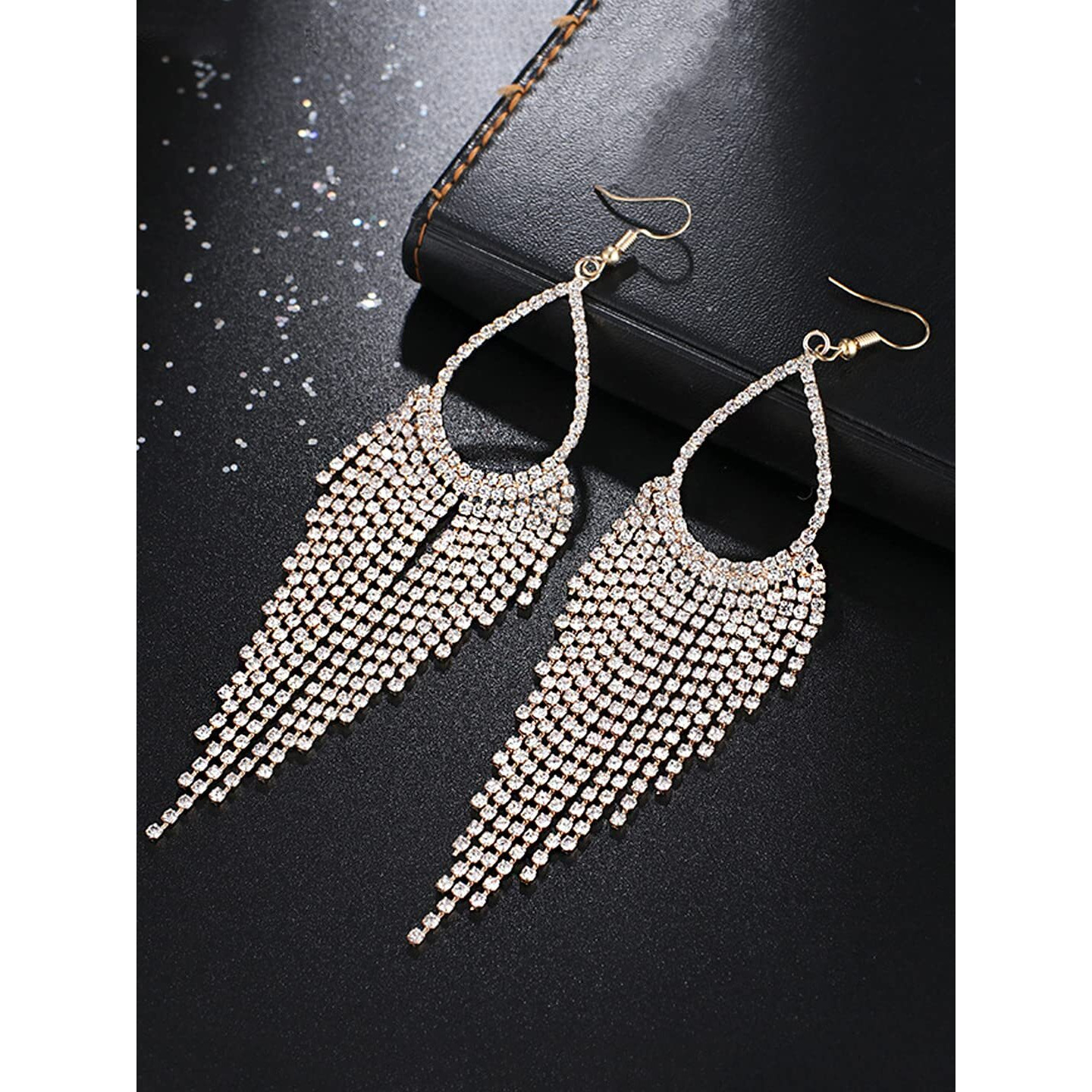 Yellow Chimes Crystal Earrings for Women White Crystal Rose Gold Plated Danglers Earrings for Women and Girls