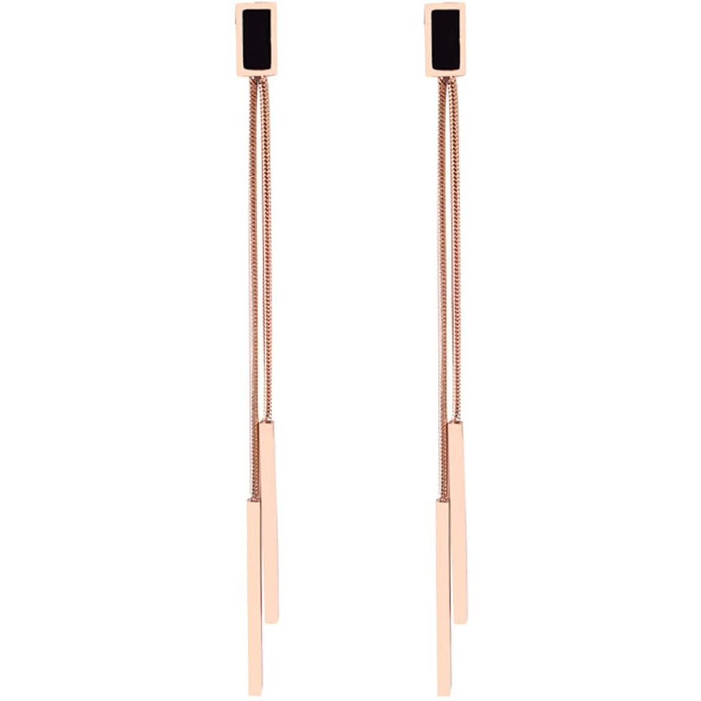Yellow Chimes Danglers Earrings for Women | Rose Gold Earrings for Girls | Fashion Women Earrings | Stainless Steel Long Chain Dangler Earrings | Birthday Gift For Girls Anniversary Gift for Wife