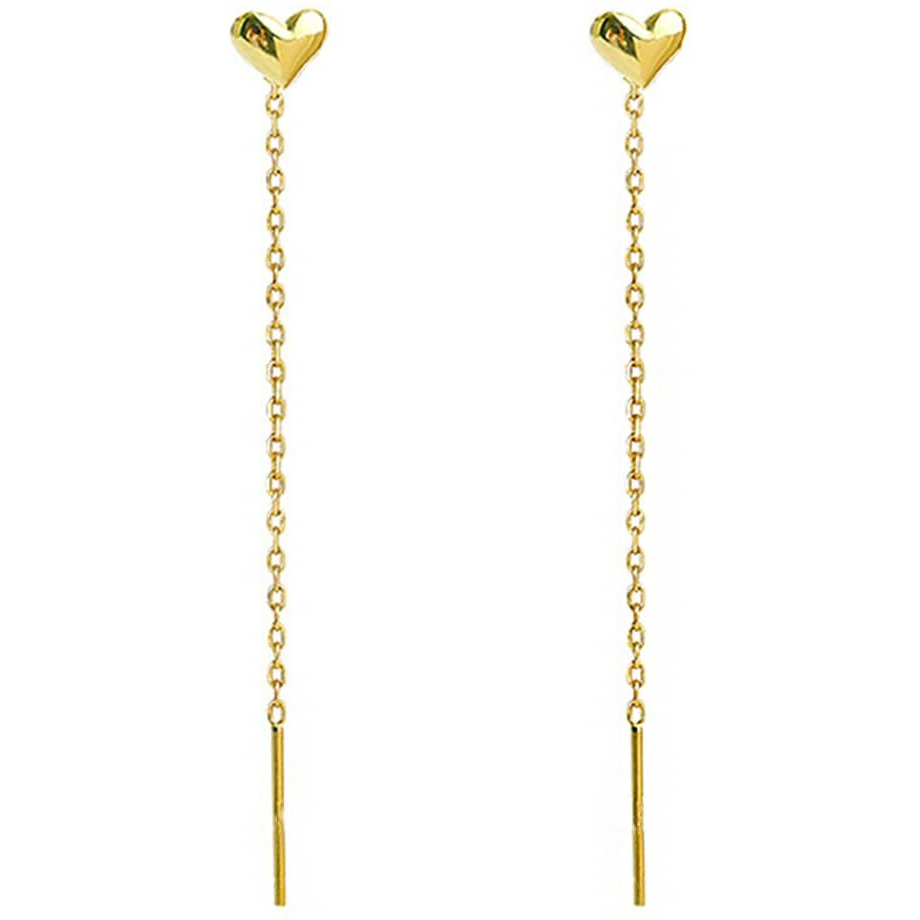 Yellow Chimes Threader Earrings for Women Gold Plated Heart Shaped Long Chain Threader Earrings For Women and Girls Valentine Gift for Girls
