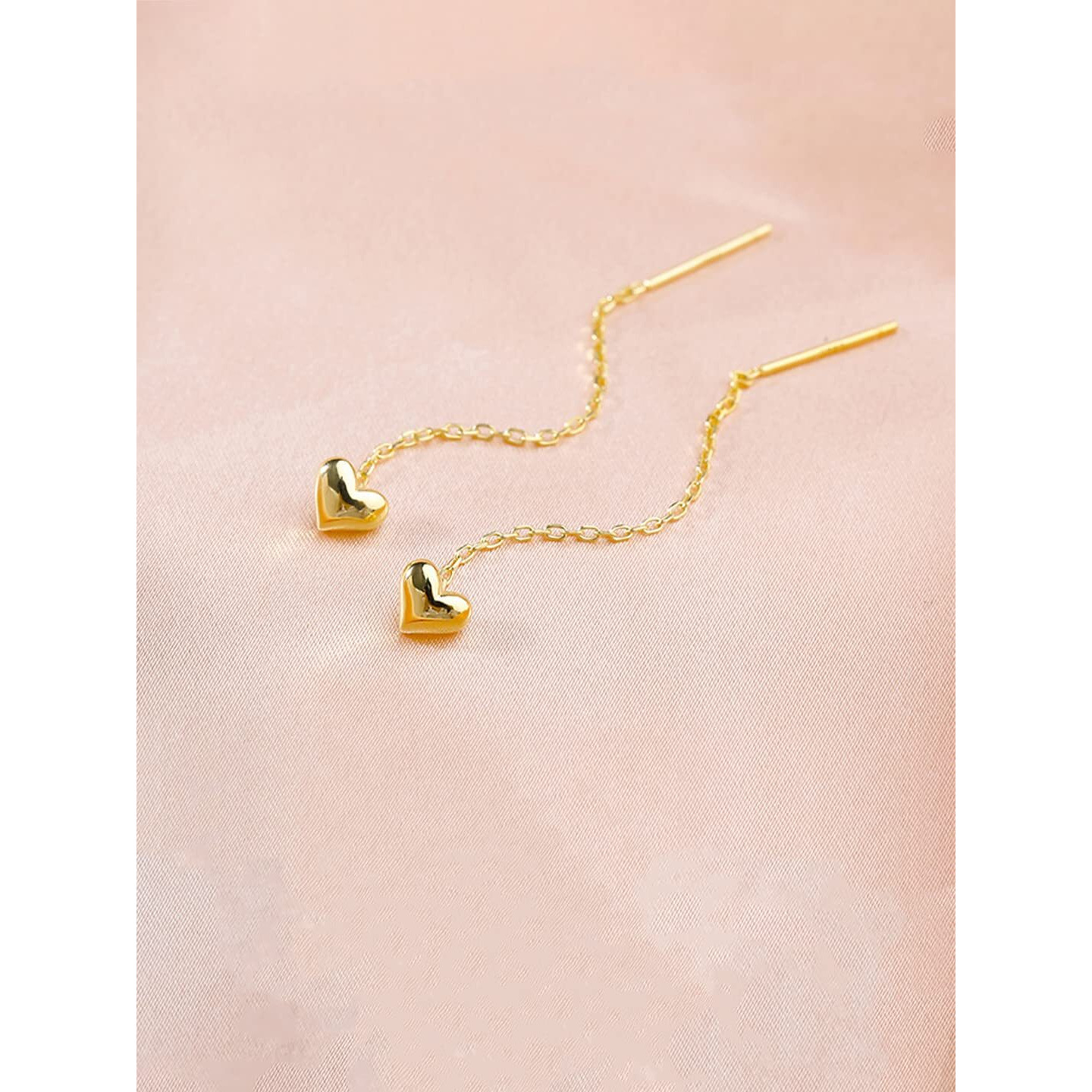 Yellow Chimes Threader Earrings for Women Gold Plated Heart Shaped Long Chain Threader Earrings For Women and Girls Valentine Gift for Girls