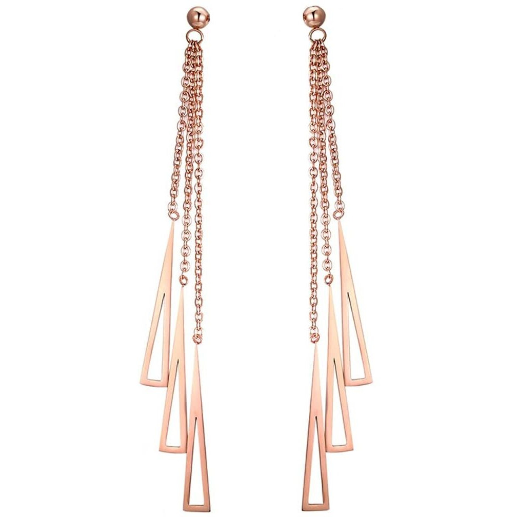 Yellow Chimes Long Earrings for Women Western Rose Gold Plated Stainless Steel Geometric Long Chain Danglers Earrings For Women and Girls