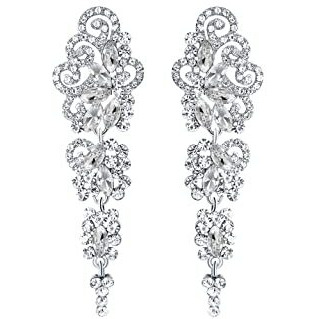 Yellow Chimes Crystal Danglers Earrings for Women | Silver Earrings for Girls | Fashion Women Earrings | White Stone Long Dangler Earrings | Birthday Gift For Girls Anniversary Gift for Wife