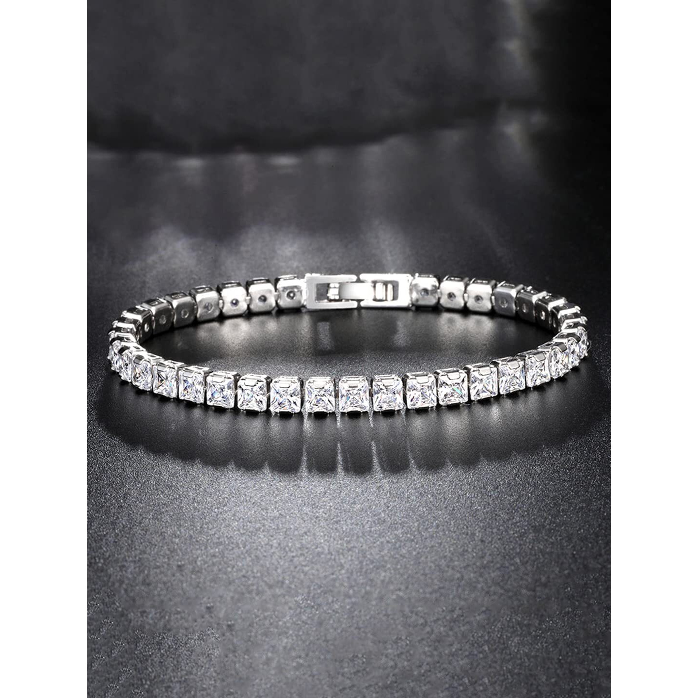 Yellow Chimes Valentine Gift for Girls Bracelet for Women and Girls | White Crystal Bracelets for Women Silver Toned Cubic Zircon Bracelet | Birthday Gift for Girls & Women Anniversary Gift for Wife