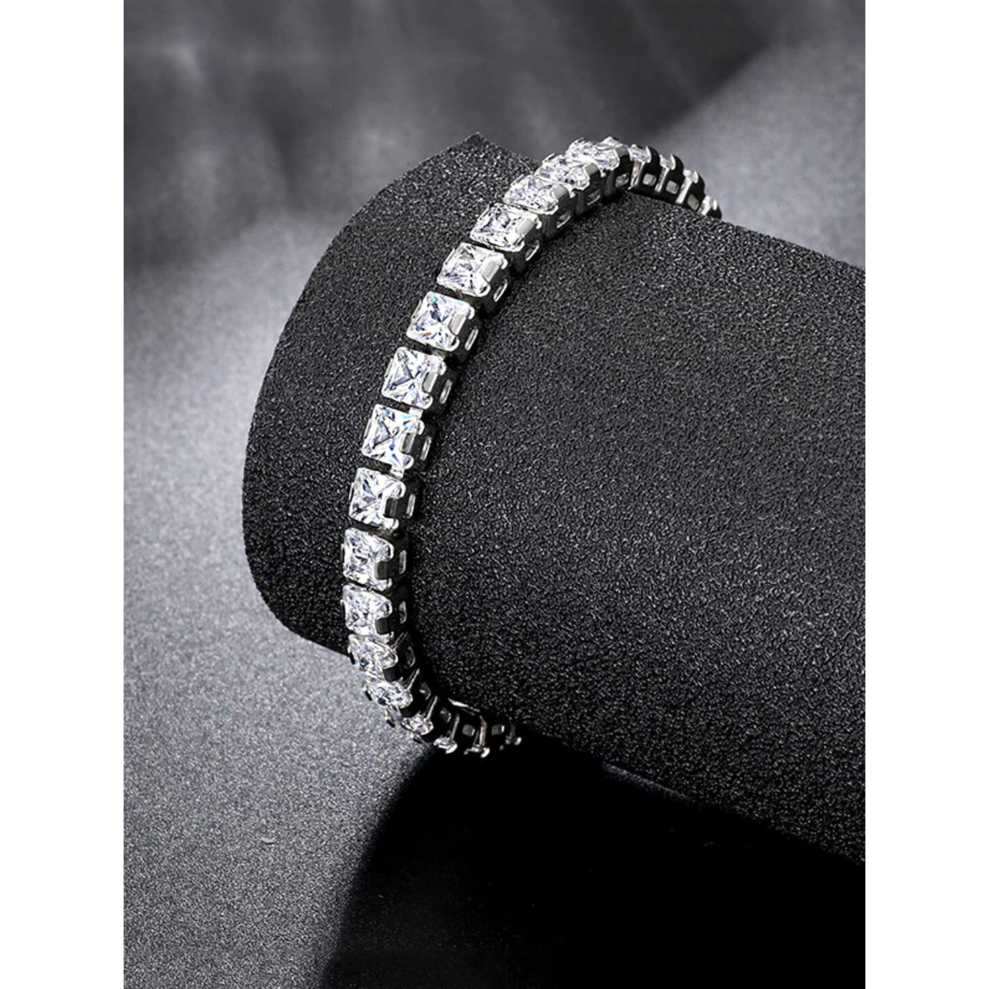 Yellow Chimes Valentine Gift for Girls Bracelet for Women and Girls | White Crystal Bracelets for Women Silver Toned Cubic Zircon Bracelet | Birthday Gift for Girls & Women Anniversary Gift for Wife