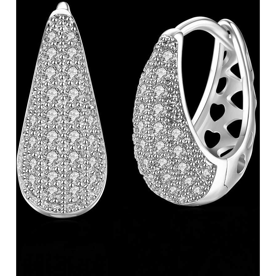 Yellow Chimes Earrings for Women Fashion Silver Crystal Hoops | Rhodium Plated Clip On Hoop Earrings for Girls | Birthday Gift for Girls & Women Anniversary Gift for Wife