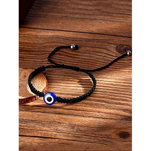 Yellow Chimes Mens and Womens Nylon Cord Adjustable Thread Wrist Band Black Evil Eye Nazariya Style Bracelets Accessories Jewellery