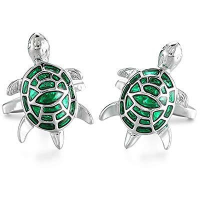 Yellow Chimes Cufflinks for Men and Boys Green Cuff links | Formal Stainless Steel Good Luck Tortoise Design Cufflink | Birthday Gift for Men and Boys Anniversary Gift for Husband