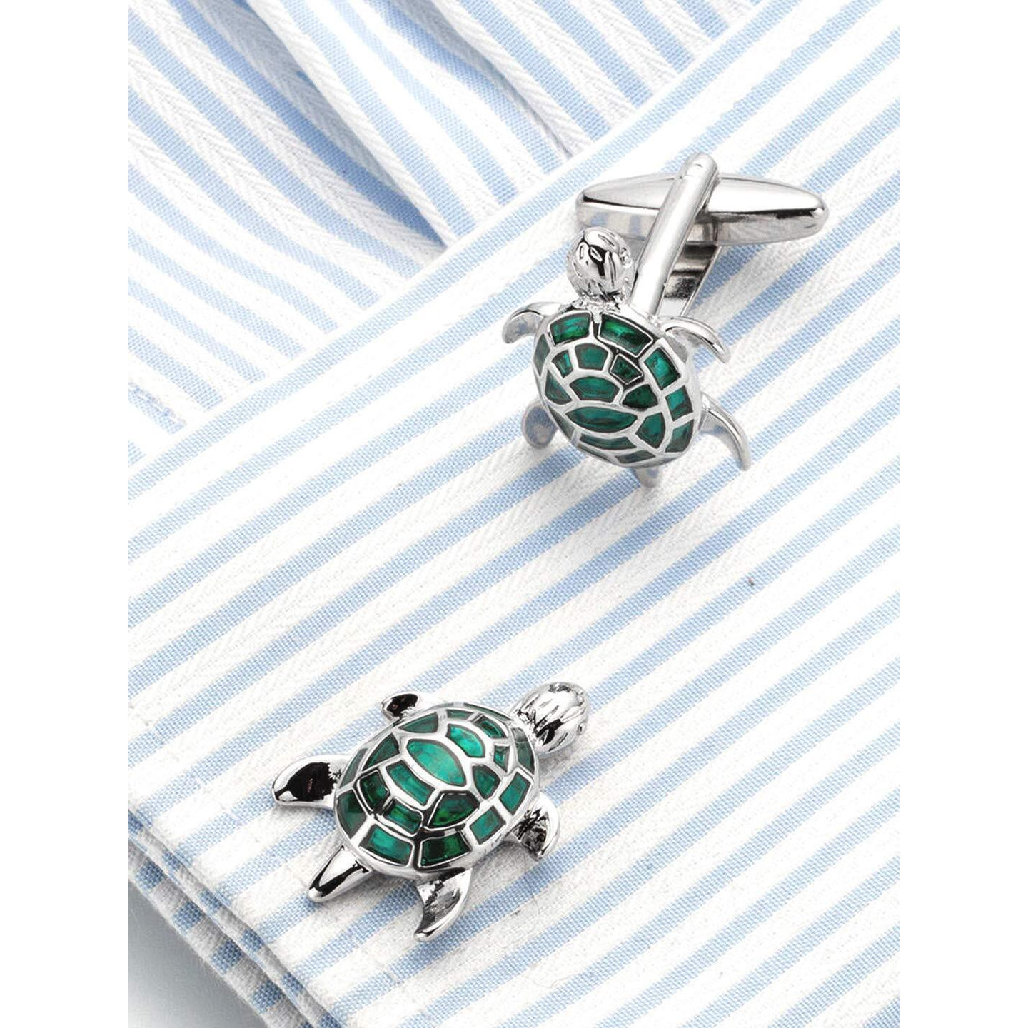 Yellow Chimes Cufflinks for Men and Boys Green Cuff links | Formal Stainless Steel Good Luck Tortoise Design Cufflink | Birthday Gift for Men and Boys Anniversary Gift for Husband
