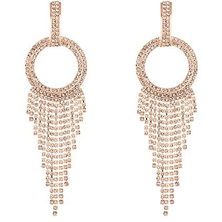 Yellow Chimes Elegant Latest Fashion Gold Plated Crystal Dangler Earrings for Women and Girls, Medium (YCFJER-604CRLDNG-GL)