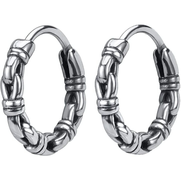 Yellow Chimes Stainless Steel Silver Bali Hoop Earrings for Men and Women