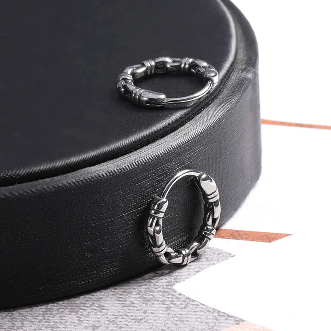 Yellow Chimes Stainless Steel Silver Bali Hoop Earrings for Men and Women