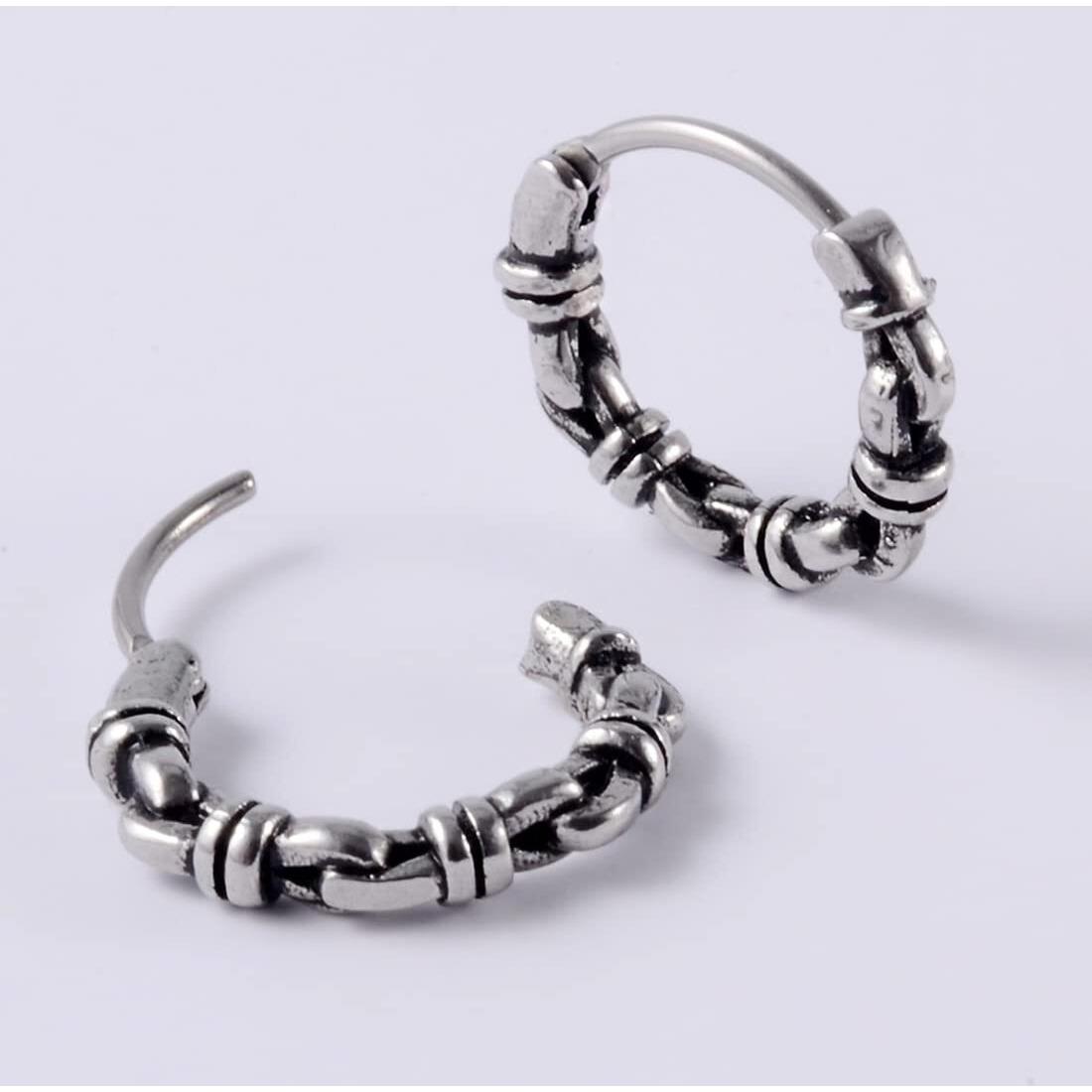 Yellow Chimes Stainless Steel Silver Bali Hoop Earrings for Men and Women