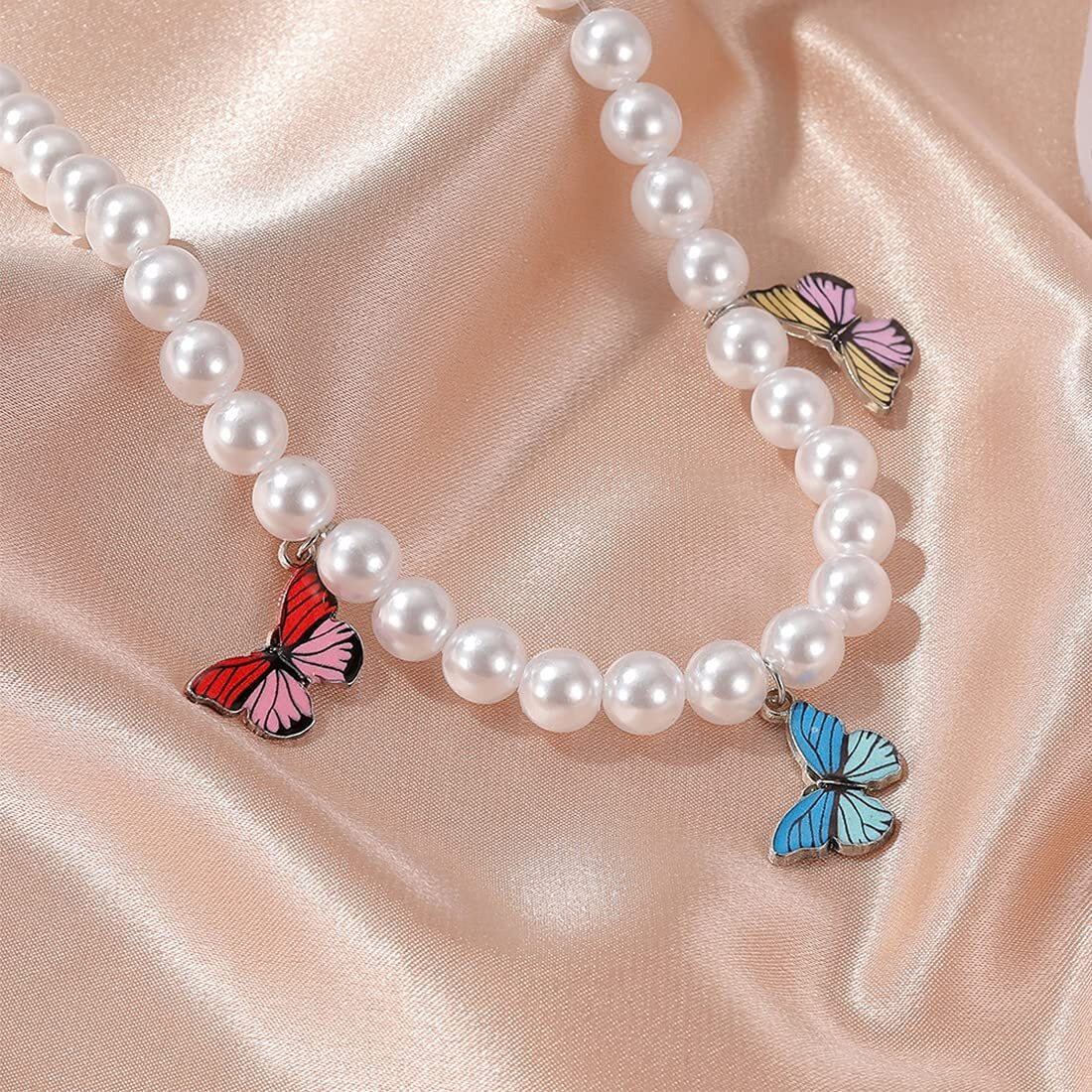 Yellow Chimes Fashion Gold Plated Pearl Butterfly Design Pendant set Earrings for Women and Girls (Design 6)