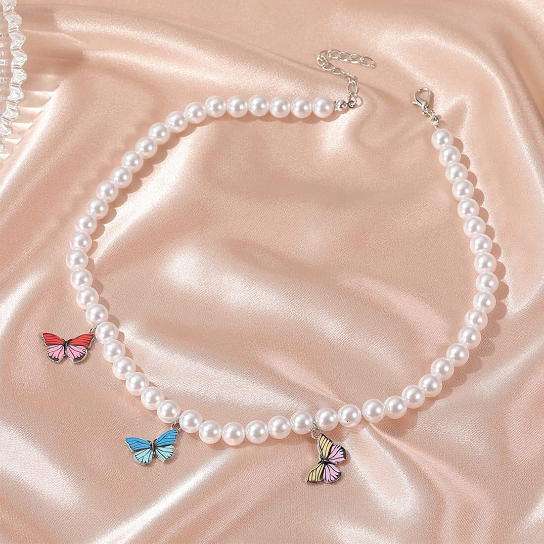 Yellow Chimes Fashion Gold Plated Pearl Butterfly Design Pendant set Earrings for Women and Girls (Design 6)