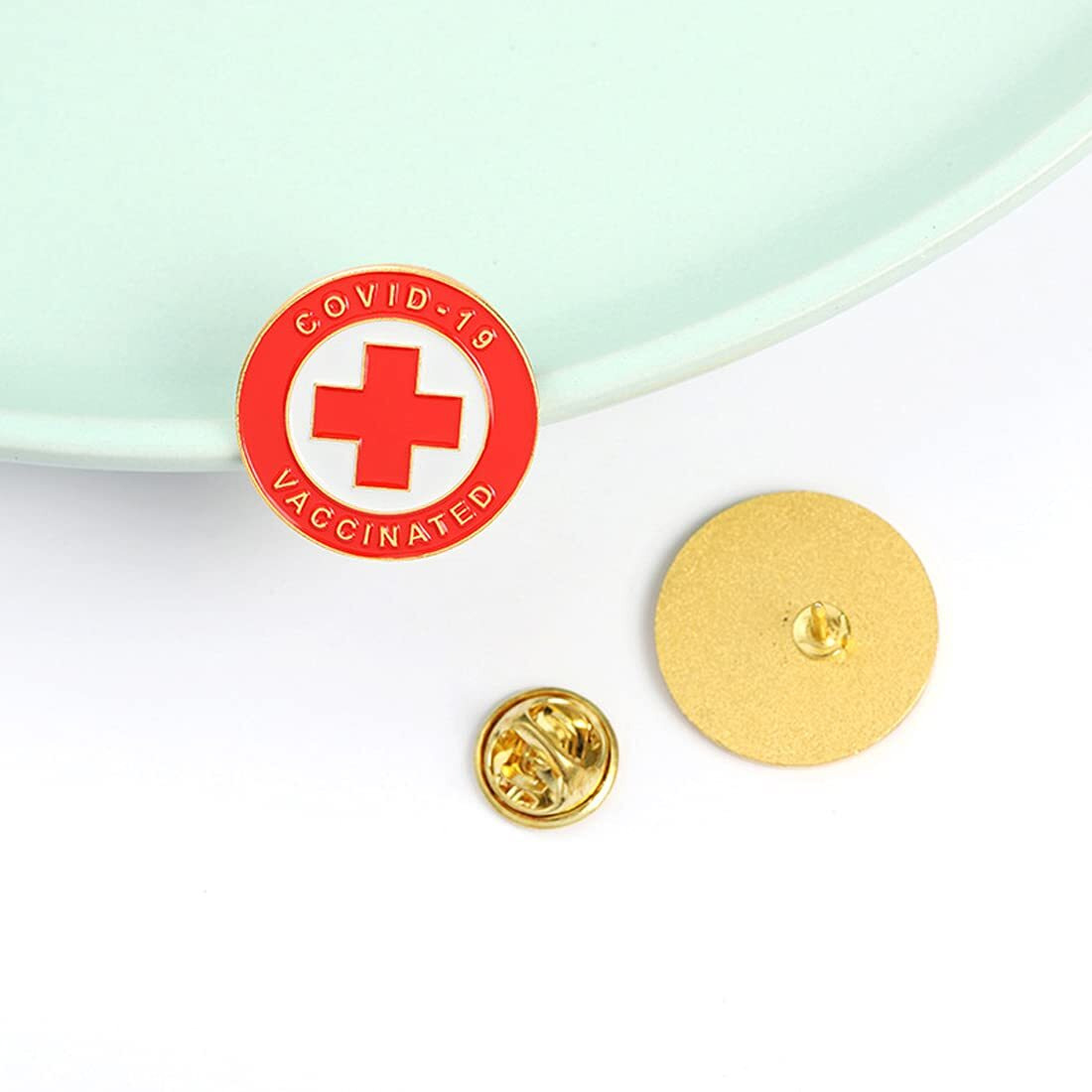 Yellow Chimes Brooch for Men Combo of 3 PCs COVID-19 Vaccinated Lapel Pin Coronavirus Protection Identifier Combo Badge for Men and Women